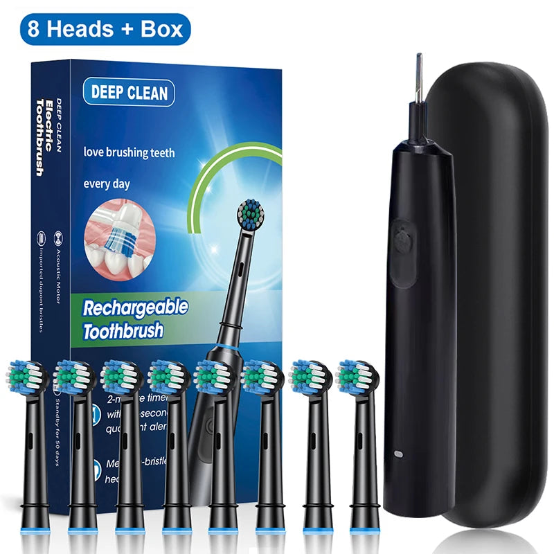 Rechargeable Rotating Electric Toothbrush with 8 Brush Heads