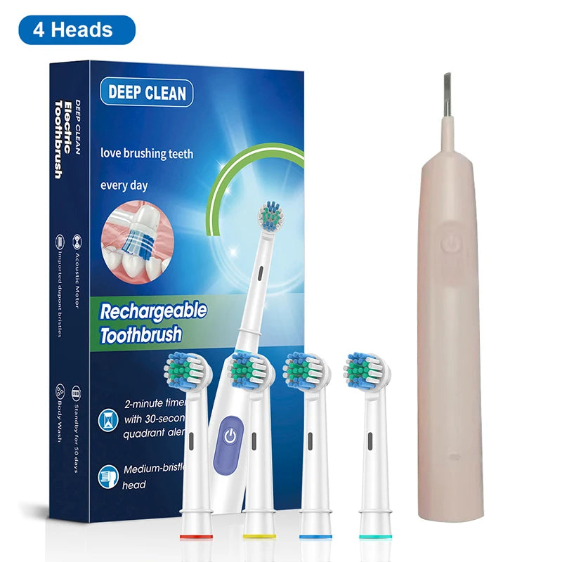 Rechargeable Rotating Electric Toothbrush with 8 Brush Heads