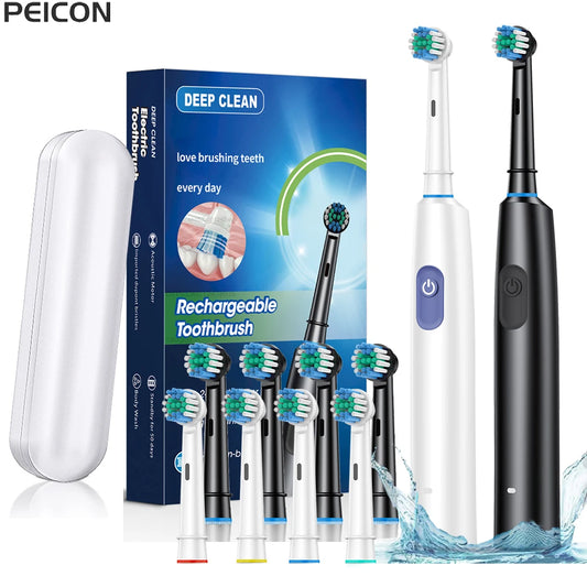 Rechargeable Rotating Electric Toothbrush with 8 Brush Heads
