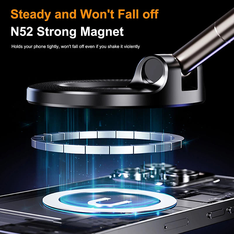 Foldable Magnetic Car Mount: 360° Vacuum Phone Holder